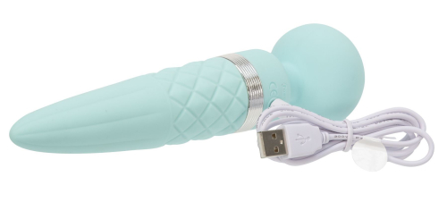 Роскошный вибромассажер с подогревом вибрация и ротация PILLOW TALK - Sultry Teal с кристаллом Сваровски - 2