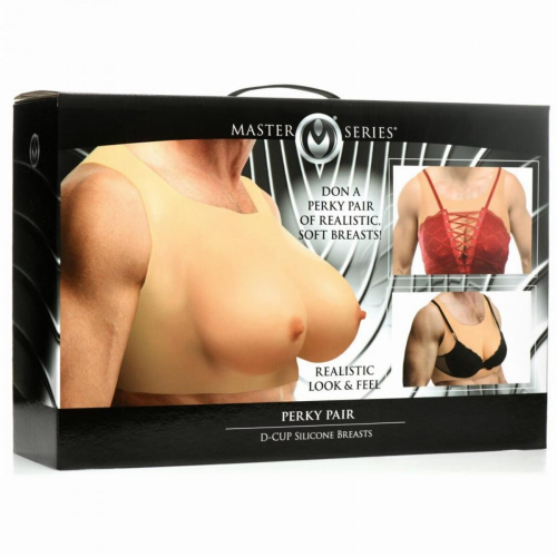 Накладная силиконовая грудь для мужчины Master Series Perky Pair D-Cup Silicone Breasts - 5