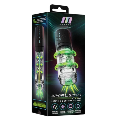 Мастурбатор із ротацією та всмоктуванням прозорий Blush M For Men Whirlwind Pro - 6