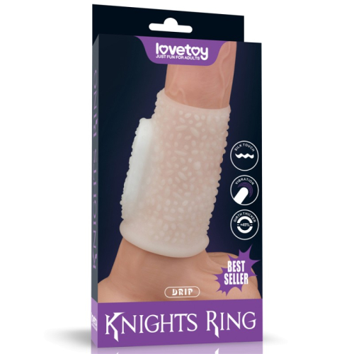 Вібронасадка на пеніс білого кольору Lovetoy Vibrating Knights Ring довжина 99 мм - 1