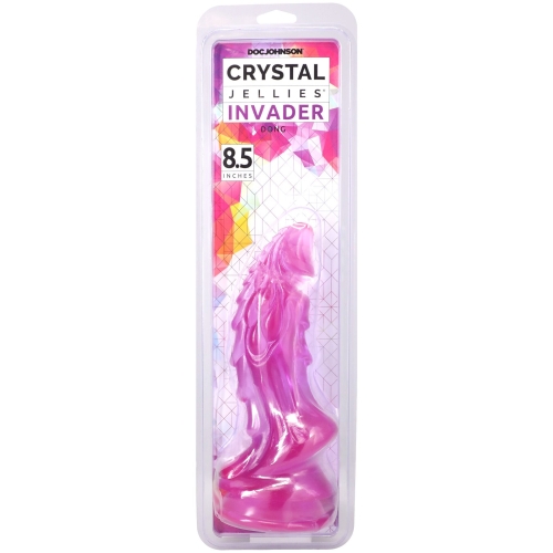 Фентезійний фалоімітатор на присосці фіолетовий Doc Johnson Crystal Jellies - Invader Dong 8.5 - 5
