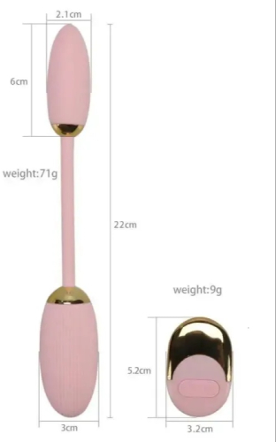 Вагинально-анальное виброяйца с пультом ДУ пудрового цвета Sex toys - 3