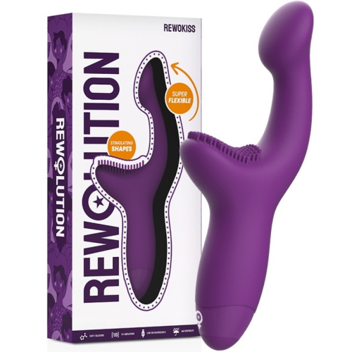 Вибратор с отростком для клитора фиолетового цвета Rewolution Rewokiss Vibrating - 1