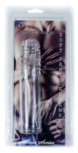 Подовжуюча насадка на пеніс з шипами прозора Boss Series Perfect Sleeve - 6