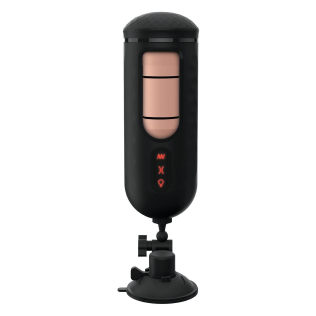 Мастурбатор в колбе Вагина на присоске с вибацией черно телесный Pipedream PDX Elite Vibrating Mega Milker