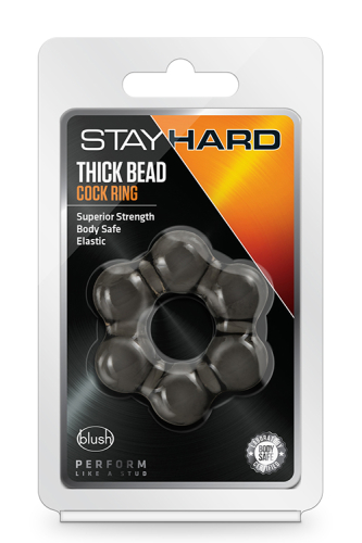 Кільце ерекційне STAY HARD THICK BEAD COCK RING BLACK - 2
