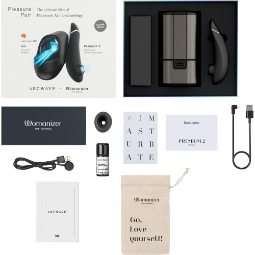 Набір секс іграшок Arcwave Ion+Premium 2 для пари чорного кольору Womanizer Pleasure Pair - 17