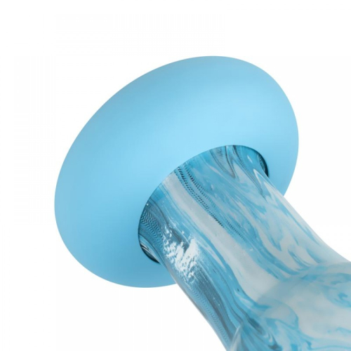 Анальна пробка рельєфна скляна блакитного кольору Gildo Ocean Wave Glass Dildo - 5