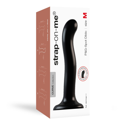 Насадка для страпону силіконова чорного кольору Strap On Me P&amp;amp;G-Spot Dildo розмір M - 5