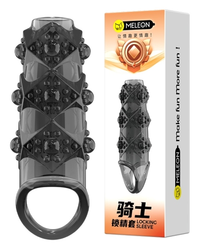 Стимулирующая насадка на член с пупырышками черная Meleon - Rider Locking Sleeve - 1