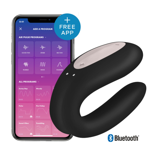 Вибратор для пар с управлением через телефон черный Satisfyer Double Joy - 1