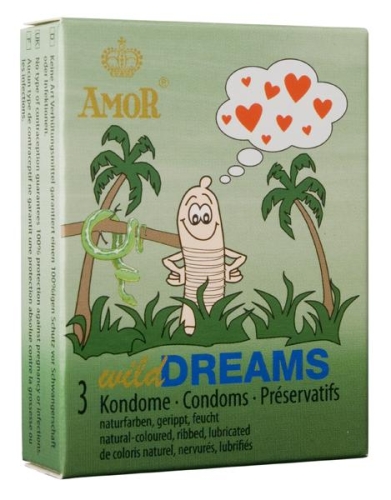 Презервативы с ребристой поверхностью Amor Wild Dreams 3 штуки - 1