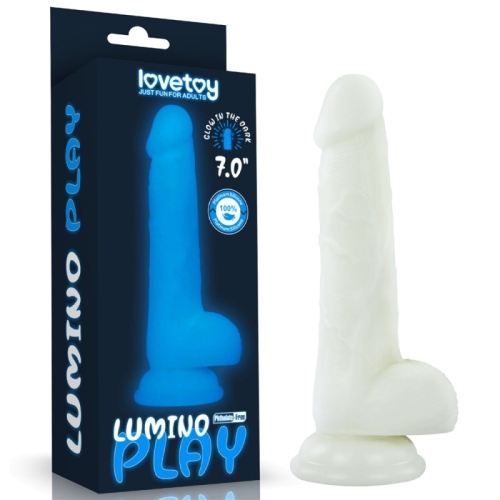 Фаллоимитатор светящийся реалистичный на присоске белого цвета Lovetoy Lumino Play длина 180 мм - 1