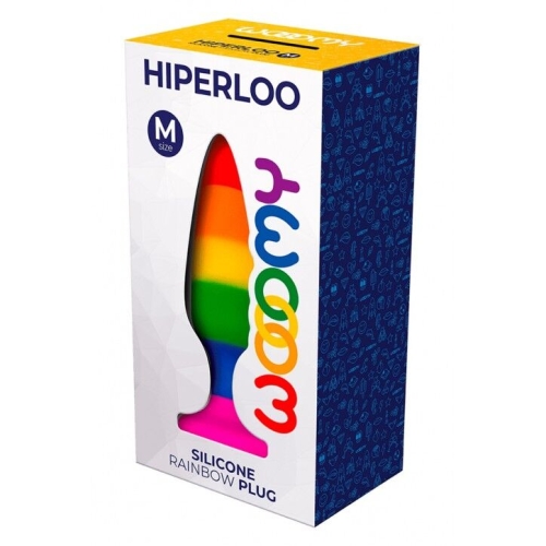 Анальная пробка радужного цвета Wooomy Hiperloo Silicone Rainbow Plug размер M - 3