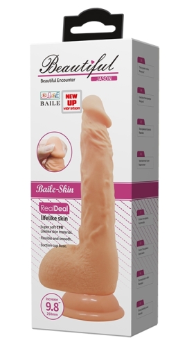 Вібратор реалістичний на присосці тілесного кольору з пультом ДК Lybaile Sextoy top penis довжина 250 мм - 10