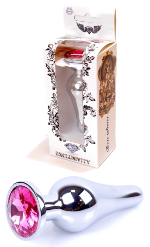 Анальна пробка сріблястого кольору із кристалом рожевого кольору BOSS of TOYS Jewellery BUTT PLUG - 1