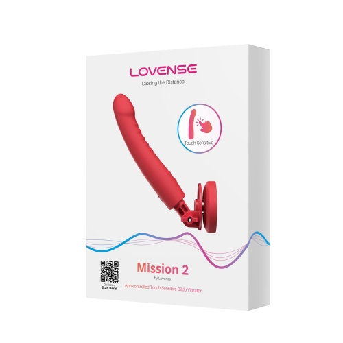 Вібратор ребристий на присосці червоного кольору Lovense Mission 2 Vibrating suction cup dildo - 4