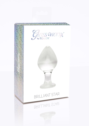 Анальная стеклянная пробка прозрачная ToyJoy Brilliant Star - 8