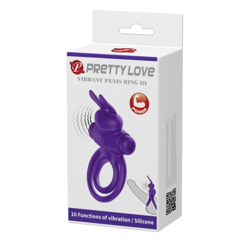 Ерекційне кільце на член із подвійним кільцем фіолетове Lybaile PRETTY LOVE Penis Ring - 3