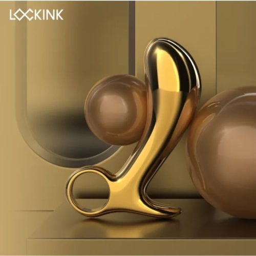 Масажер простати з кільцем металевий золотий Lockink Sevanda Woodpecker Massager, - 1