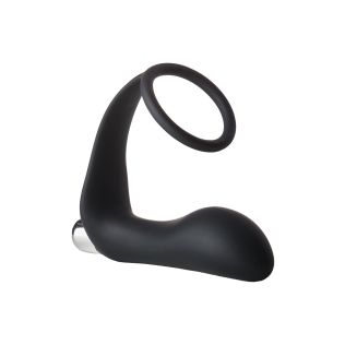 Вибромассажер для простаты с эррекционным кольцом черного цвета Dream Toys Fantasstic vibrating