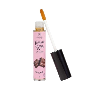 Блиск для губ з ефектом вібрації та смаком брауні Secret Play Vibrant Kiss