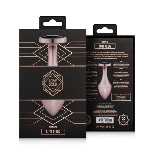 Анальна пробка золотиста із чорним кристалом Rosy Gold Nouveau Butt Plug - 6