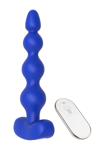 Анальный бусы с вирацией на пульте ДУ силиконовые синие Dream Toys - 3