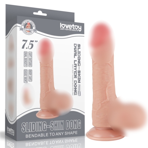 Фаллоимитатор на присоске реалистичный Sliding Skin Dual Layer Dong Flesh 7.5 телесный - 1