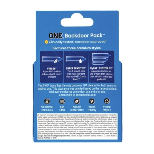 Презервативы универсальные для вагинального и анального секса ONE Backdoor 3 штуки - 2