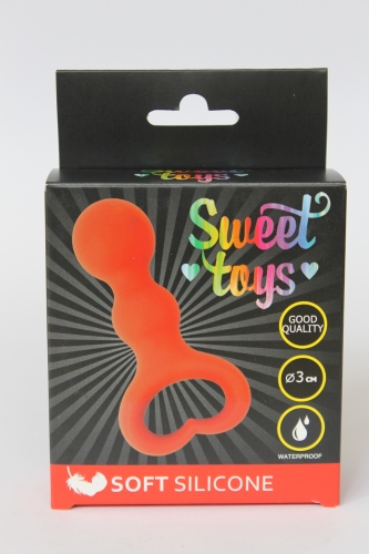Стимулятор анально-вагинальный силиконовый с кольцом-сердечком SWEET TOYS красный L 6,5 см D 3 см - 5
