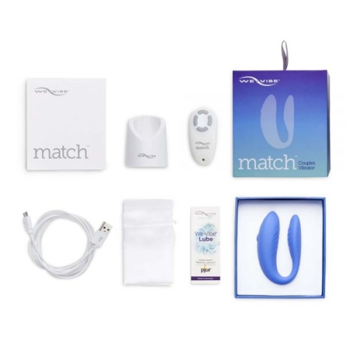 Вибратор для пар с пультом ДУ голубой We-Vibe Match - 5