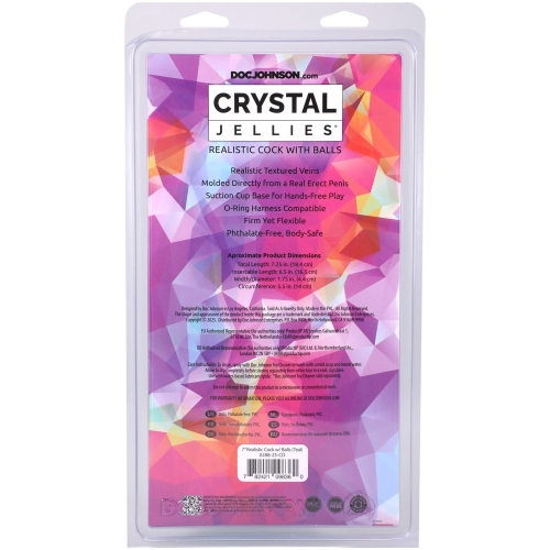 Фаллоимитатор реалистичный на присоске бирюзовый Doc Johnson Crystal Jellies 7 Inch - 5