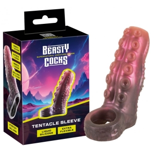 Насадка на пенис с кольцом для мошонки розовая Beasty Cocks Tentacle Sleeve