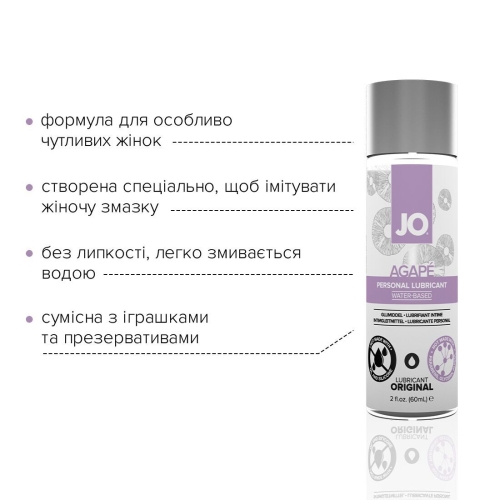 Лубрикант на водній основі System JO AGAPE-ORIGINAL (60 мл) імітація жіночого мастила-ніжне ковзання(Систем Джо) - 3