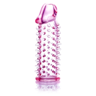 Насадка на член презерватив з шипами рожева Boss Series Penis Sleeve