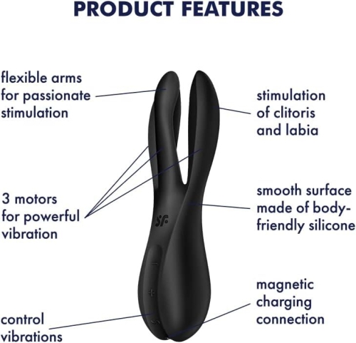 Клиторальный вибратор черного цвета Satisfyer Threesome 2 - 6