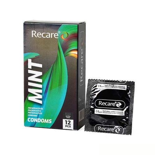 Презервативы ультратонкие аромат мята Recare Ultra Thin Mint Condoms Holographic 12 штук - 1
