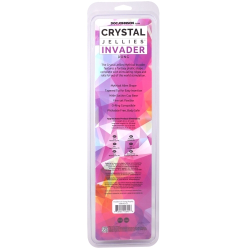 Фентезійний фалоімітатор на присосці фіолетовий Doc Johnson Crystal Jellies - Invader Dong 8.5 - 6