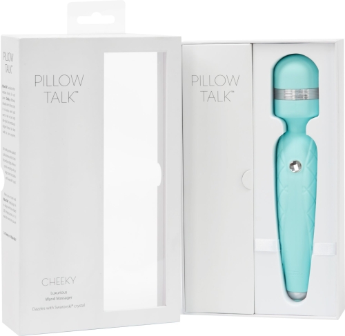 Роскошный силиконовый вибромассажер с гибкой головкой PILLOW TALK - Cheeky Teal с кристаллом Сваровски - 9