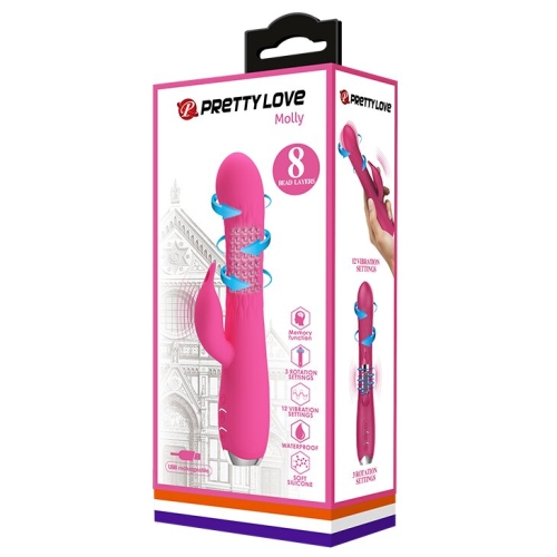 Вібратор з стимулятором клітора і ротацією рожевий Pretty Love Molly - 12