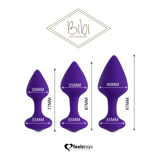 Набір силіконових анальних пробок фіолетові FeelzToys Bibi Butt Plug - 2