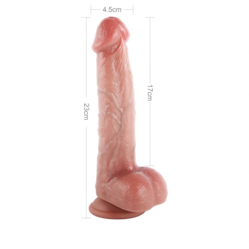 Фаллоимитатор реалистичный на присоске силиконовый телесный Vscnovelty Dual-Layered Nature-Feel Silicone Dildo 9.0 - 3