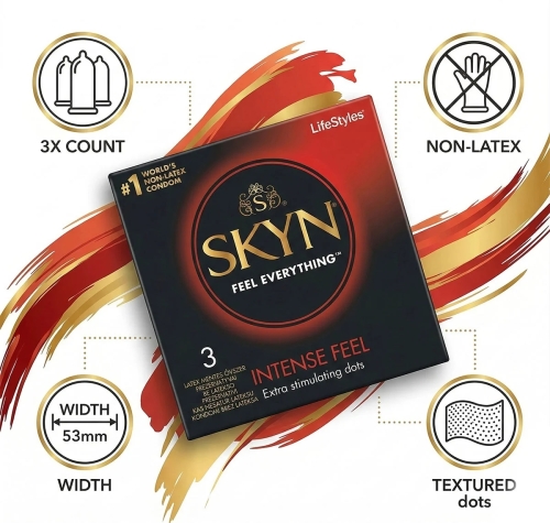 Презервативы с волнообразными выступами полиизопреновые SKYN Intense Feel 3 штуки - 2