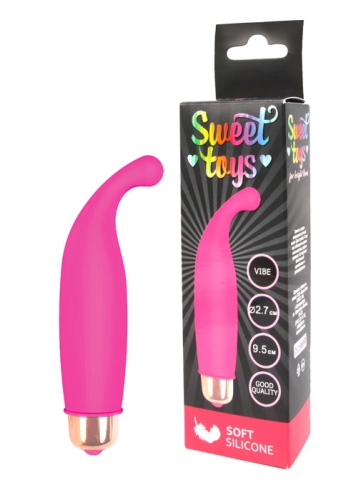 Вібратор силіконовий для клітора з вираженим відростком SWEET TOYS яскраво-рожевий L 9,5 см D 2,7 см - 1