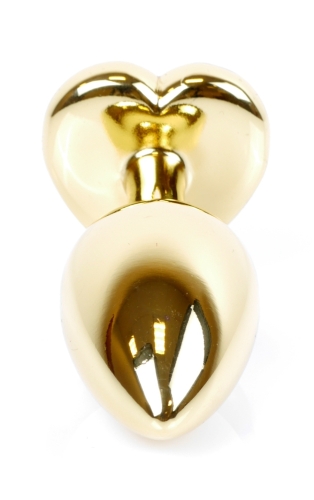 Анальная пробка S золотистого цвета с кристаллом в виде сердца малинового BOSS of TOYS Jewellery plug - 6