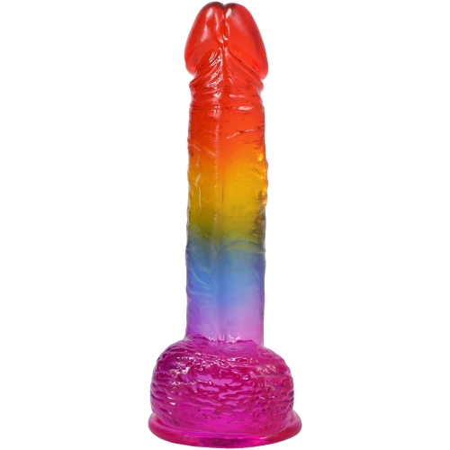 Фалоімітатор реалістичний на присосці райдужний Doc Johnson Crystal Jellies - Realistic cock with balls 8.5 - 3