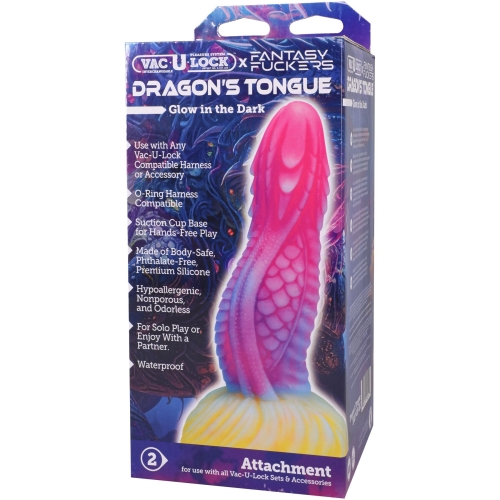 Фэнтезийный фаллоимитатор на присоске розовый Doc Johnson Vac-U-Lock x Fantasy Fuckers Dragon's Tongue - 6
