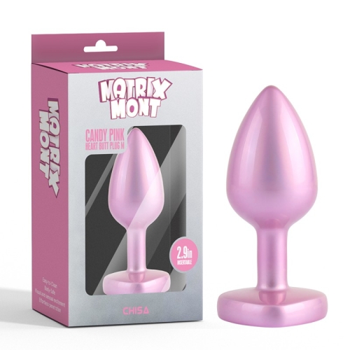 Анальна пробка із кристалом у формі серця рожева Chisa Heart Butt Plug розмір Medium - 1
