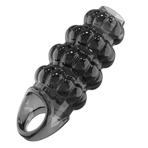 Стимулююча насадка на член із пухирцями чорна Meleon - Dominate Beads Locking Sleeve - 6